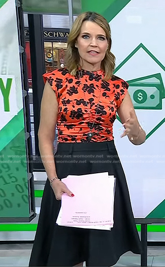 Savannah's orange floral top and black skirt on Today