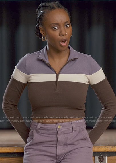 Bracia's purple colorblock top on Ginny & Georgia
