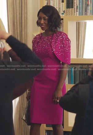 Camille's pink embellished dress on Gossip Girl