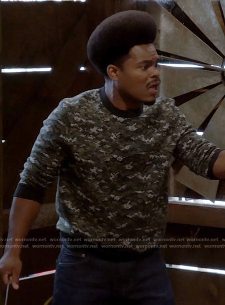 Carter's camo print sweater on Call Me Kat