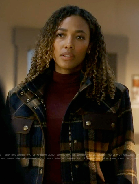 Cassie's plaid jacket on Big Sky