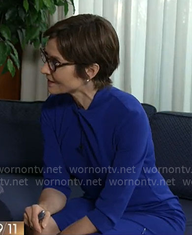 Catherine Herridge's blue twist neck dress on CBS Mornings