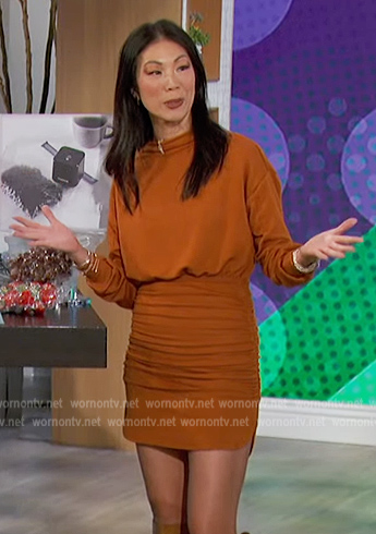 Chi Lan Lieu's brown mini dress on The Talk