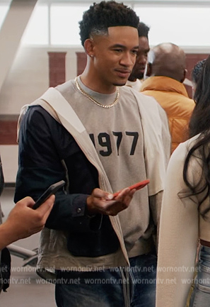 Damon's gray 1977 sweatshirt on All American Homecoming