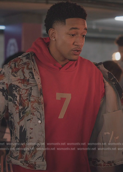 Damon's marble print jacket on All American Homecoming