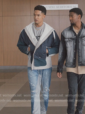 Damon's mixed media jeans on All American Homecoming