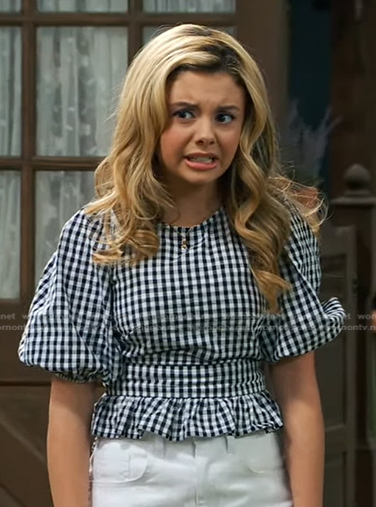 Destiny's black gingham check top on Bunkd