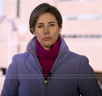 Elwyn Lopez's lilac zip front coat on Good Morning America
