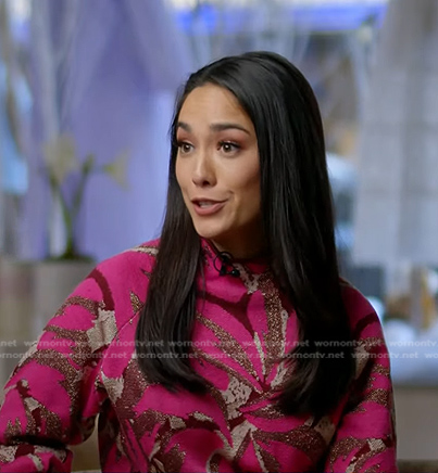 Emilie Ikeda's pink print sweater on Today