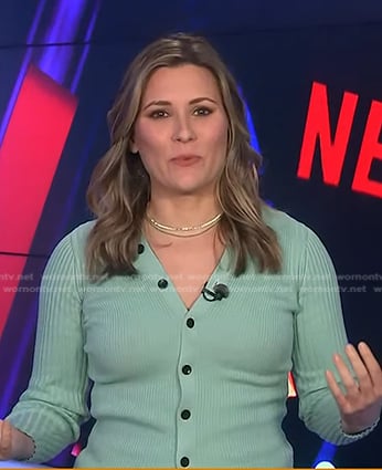 Erin McLaughlin's green ribbed cardigan on Today