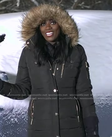 Faith Abubey's black puffer coat on Good Morning America