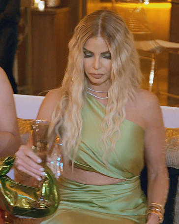 Alexia's green satin cutout dress on The Real Housewives of Miami