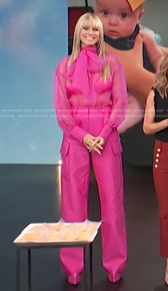 Heidi Klum's pink organza blouse and pants on Access Hollywood