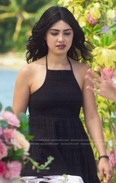 Helene's black halter dress on Fantasy Island
