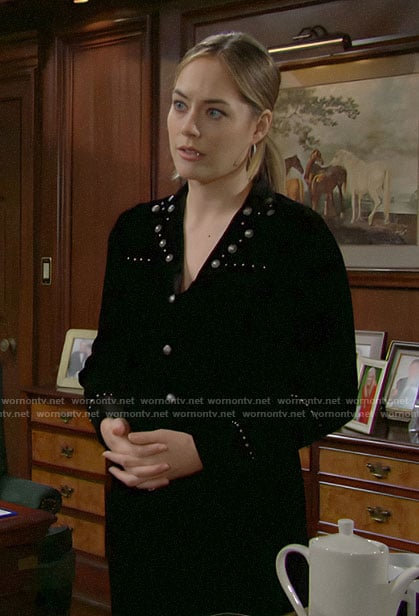 Hope's black studded jumpsuit on The Bold and the Beautiful