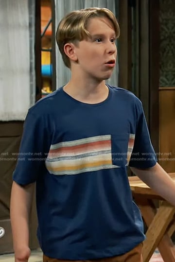 Jake's blue striped tee on Bunkd