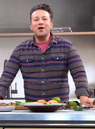 Jamie Oliver's brown striped shirt on Good Morning America