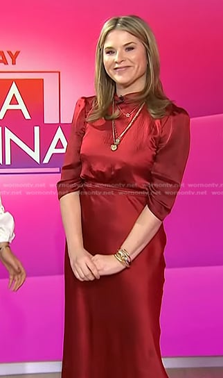 Jenna's red satin midi dress on Today