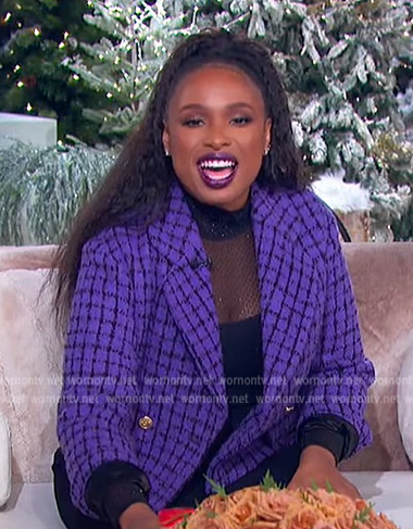 Jennifer's purple tweed check blazer on The Jennifer Hudson Show