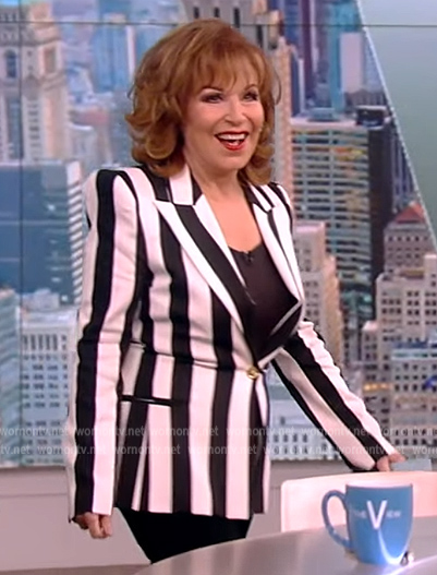 Joy's black and white stripe blazer on The View