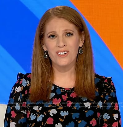 Karen Travers's black floral dress on Good Morning America