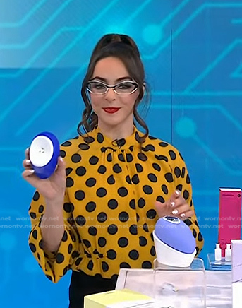 Katie Linendoll's yellow polka dot blouse on Today