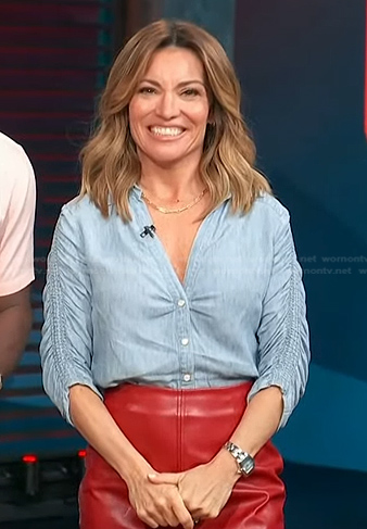 Kit's chambray shirred sleeve top on Access Hollywood