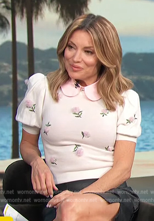 Kit's white floral embroidered top on Access Hollywood