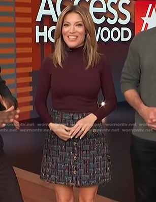 Kit's tweed mini skirt on Access Hollywood