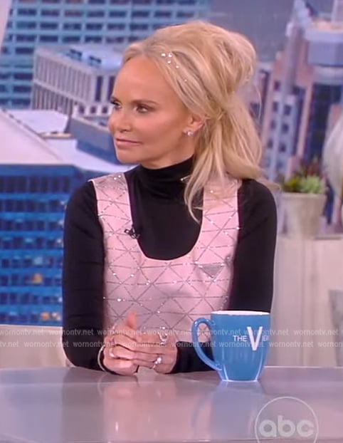 Kristin Chenoweth's pink crystal embellished mini dress on The View