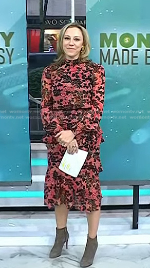 Kristin O'Keeffe Merrick's pink floral ruffle dress on Today