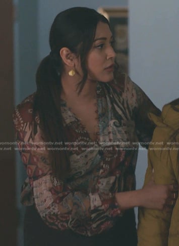 Leela's paisley print blouse on The Resident