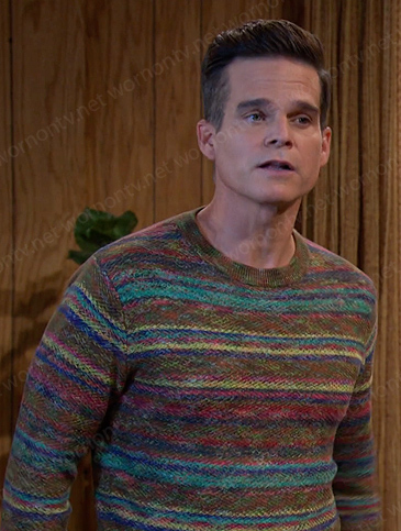 Leo's multicolor striped knit sweater on Days of our Lives