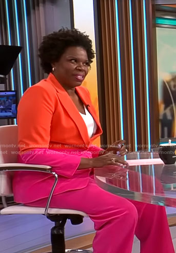 Leslie Jones's pink and orange suit on CBS Mornings