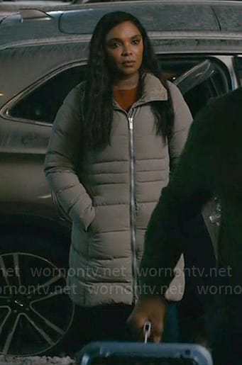 Maggie's sage green parka on Chicago Med