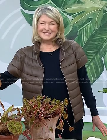 Martha Stewart's brown short sleeve puffer jacket on Today