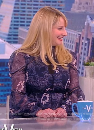 Melissa Rauch's blue floral print keyhole dress  on The View