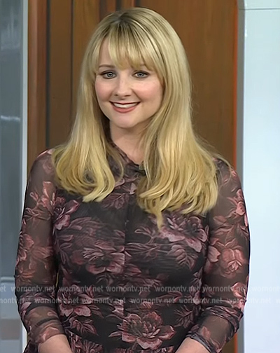 Melissa Rauch's black floral ruffle dress by Today