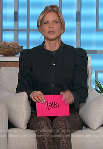 Natalie's denim puff sleeve top on The Talk