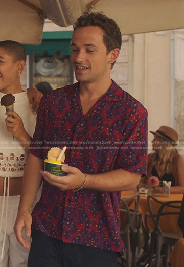 Obie's red and purple print shirt on Gossip Girl
