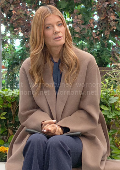 Phyllis's taupe wrap coat on The Young and the Restless