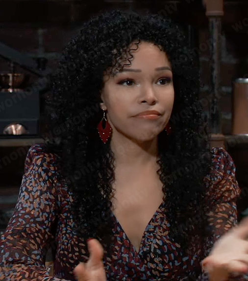 Portia's printed wrap dress on General Hospital