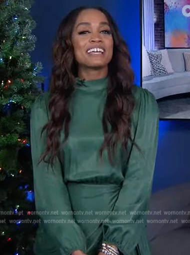 Rachel's green mock neck dress on Extra