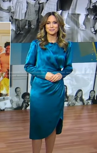 Rhiannon's blue satin dress on Good Morning America