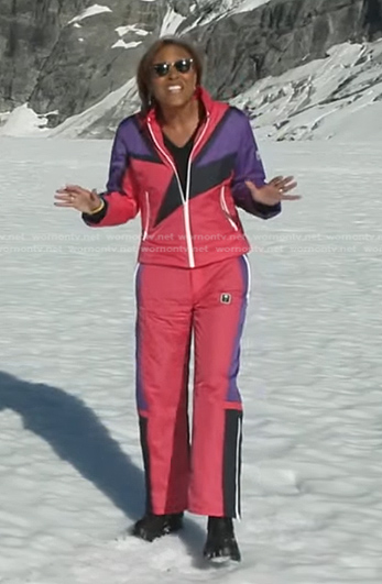 Robin's pink and purple ski jacket and pants on Good Morning America
