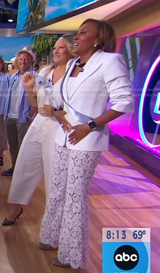 Robin's white blazer and lace pants on Good Morning America