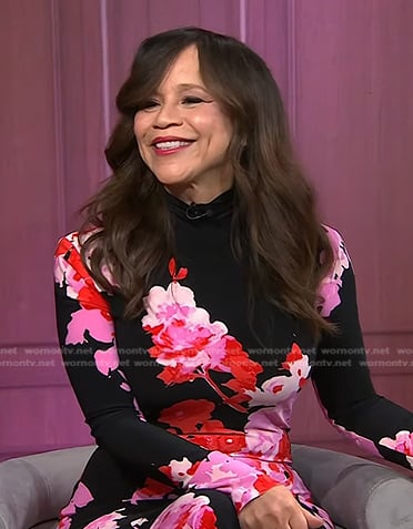 Rosie Perez's black floral print dress on Today