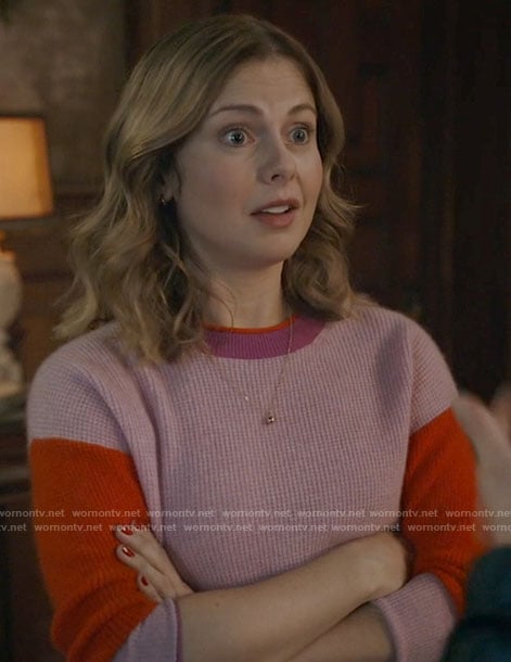 Sam's pink colorblock sweater on Ghosts