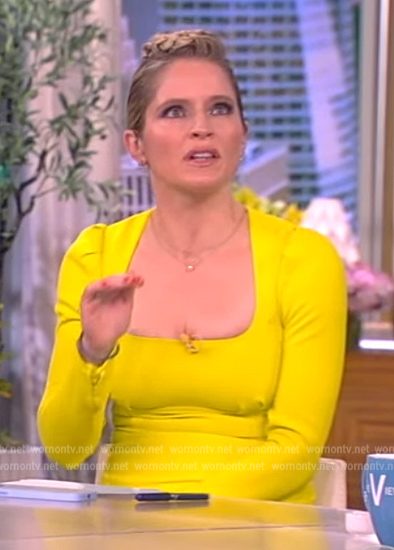 Sara's yellow square neck dress on The View