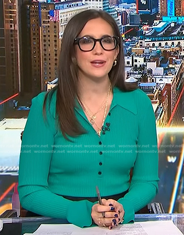 Savannah Sellers's green ribbed polo top on NBC News Daily